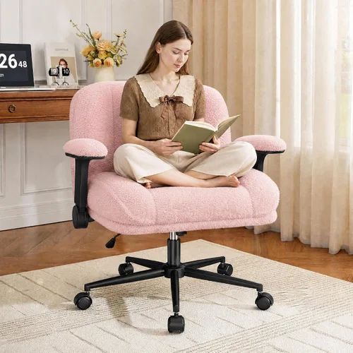 Miniatura 12 de DurayLoly Silla cruzada con ruedas, asiento de 28 pulgadas de ancho, brazos abatibles, forro polar grueso, altura ajustable, silla de patas cruzadas
