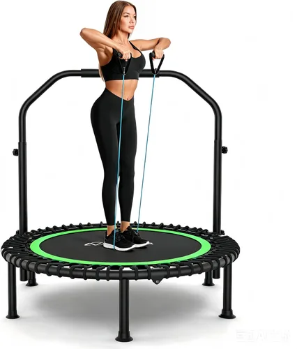 ANCHEER - Trampolín de entrenamiento plegable de 40 pulgadas con cuerdas de resistencia y cuerdas elásticas mejoradas, manubrio ajustable de 4