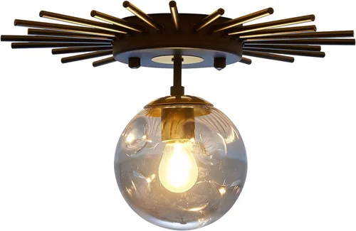 Miniatura 9 de UOFUS Lámpara de techo pequeña de montaje empotrado negra con globo de cristal Sputnik Starburst 1 luz cerca de techo para pasillo, comedor, Negro