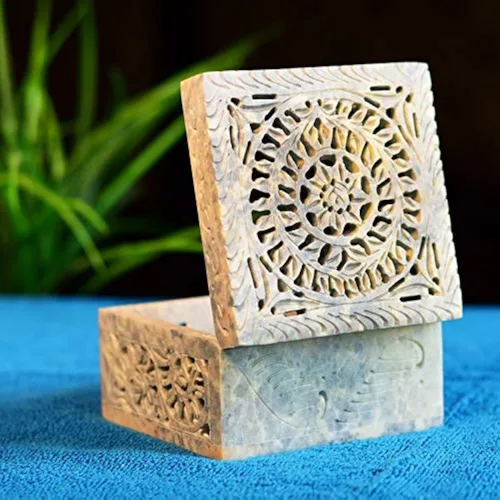 Hashcart Joyero tallado a mano Caja decorativa para baratijas Caja de recuerdo Aniversario, regalos de inauguración de la casa para mujeres Caja