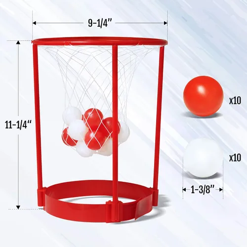 Miniatura 3 de Novelty Place Head Basketball Hoop Juego de fiesta para niños y adultos, diadema de baloncesto ajustable con 20 bolas, rojo y blanco