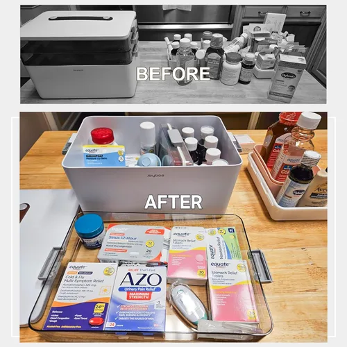 Miniatura 2 de JOYBOS Caja de Almacenamiento de Medicamentos de 3 Niveles Gabinete, Kit de Primeros Auxilios Vacío, Organizador Portátil de Suministros Médicos