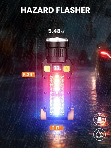 Miniatura 8 de Luz de trabajo magnética LED recargable, luces de trabajo portátiles, 7 modos de linterna con gancho giratorio de 360° y mosquetón, carga USB