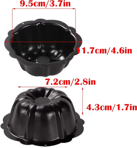 Miniatura 4 de Paquete de 4 mini moldes para tartas, acero al carbono de 5 pulgadas, reutilizables, antiadherentes, plato para hornear pequeño, borde con volantes