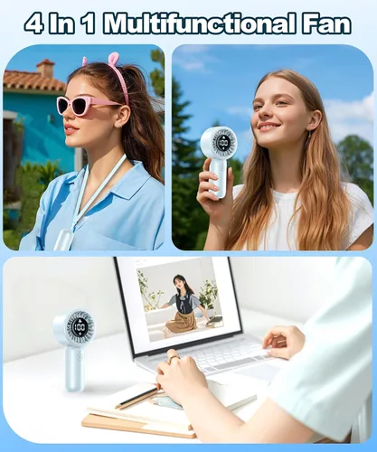 Miniatura 7 de Ventilador turbo portátil de mano con pantalla LED, refrigeración turboalimentada de 32 pies, larga duración, 5 velocidades de 4 onzas, ligero