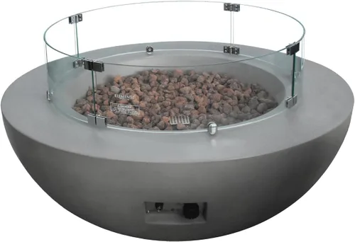 Miniatura 2 de Elementi Lunar Bowl Paquete de Fogón - Juego de Fogata para Exteriores Incluye Fogata de Concreto a Propano de 42", Pantalla Cortavientos de Vidrio