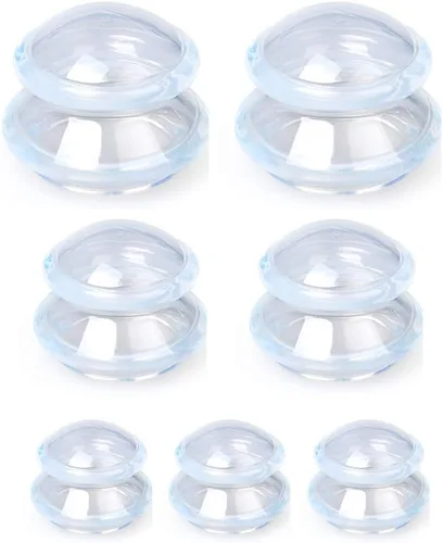 Miniatura 7 de 否 Koukone - Juego de 7 vasos de silicona para terapia de ventosas transparentes para terapia de ventosas médicas al vacío y tazas de masaje