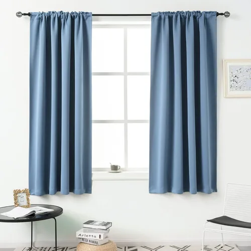 Miniatura 14 de DUALIFE Cortinas opacas de 45 pulgadas de largo, 2 paneles para ventanas pequeñas de dormitorio, aislamiento térmico, bolsillo para barra, cortinas
