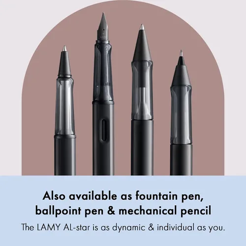 Miniatura 5 de Lamy AL-star black - Bolígrafo roller con agarre transparente y ergonómico y ancho de línea M - cuerpo de aluminio ligero - incluye recambio de Negro