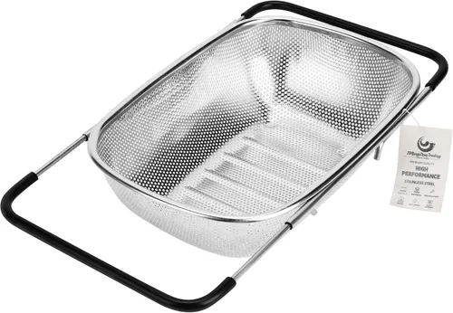 Miniatura 11 de ZDRongZhen Accesorios de Cocina Colador Escurridor Cesta Sobre el Fregadero, Colador de Acero Inoxidable con Agarre de Goma Expandible Escurridor