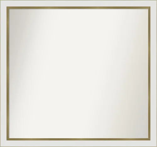 Miniatura 493 de Amanti Art Espejo de baño blanco para sobre el fregadero, 30 x 35 pulgadas, espejo de tocador rectangular estrecho de Eva de oro blanco, marco