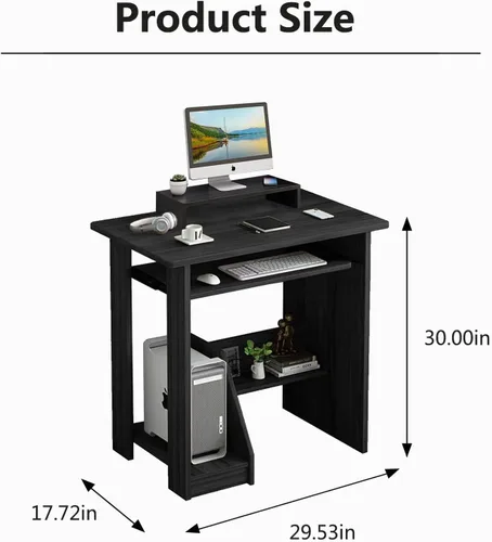 Miniatura 3 de Escritorio pequeño para computadora de 30 pulgadas con soporte para CPU, para oficina en casa, escritorio para computadora portátil con estante