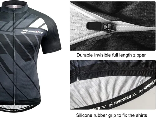 Miniatura 6 de sponeed Jersey de ciclismo Trajes de manga corta para hombre, ropa de bicicleta de carretera, pantalones cortos acolchados
