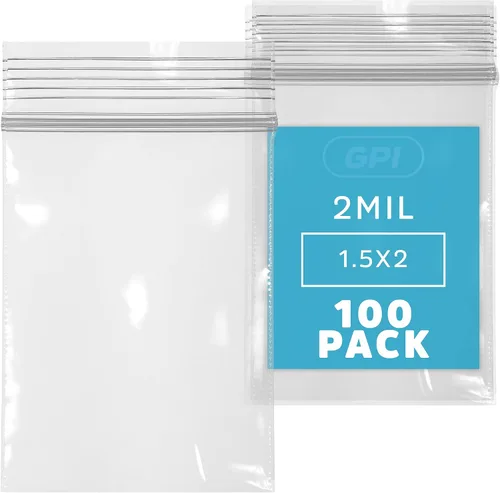 Miniatura 21 de GPI - Paquete de 100 bolsas de plástico transparente con cremallera de 1 x 1 pulgada de grosor, bolsas de plástico transparente con cierre