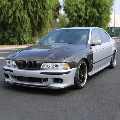 Miniatura 2 de SPEC-D TUNING Faros delanteros LED de doble ángel con proyector, cromados, compatibles con modelos BMW E39 5-Series 1996-2003 sin faros OE de xenón