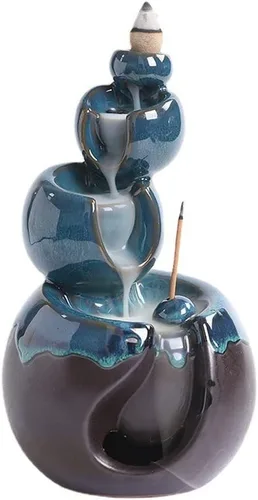 Creative Kiln Turns - Quemador de incienso de reflujo azul izquierdo y derecho, planeta cósmico, humo, cascada, quemador de incienso, aromaterapia,