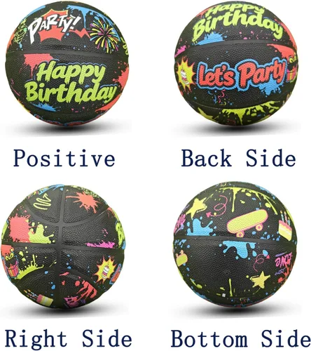 Miniatura 4 de Pelota de baloncesto de cuero PU JIUERYUN – Talla oficial 7 (29,5 pulgadas), Talla 6 (28,5 pulgadas), Talla 5 (27,5 pulgadas), pelota de cumpleaños