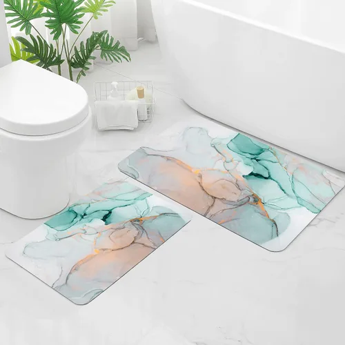 Miniatura 22 de Gibelle Alfombra de baño súper absorbente, de secado rápido, delgada, para debajo de la puerta, antideslizante, parte trasera de goma, para frente