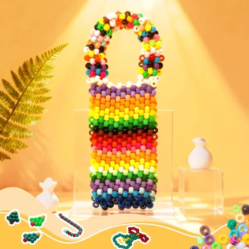 Miniatura 8 de Simetufy 3600 cuentas de poni a granel, 24 colores surtidos, cuentas de plástico arcoíris para trenzar el cabello, pulseras de amistad, 3600 Clásico