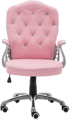 Miniatura 14 de Silla de oficina en casa, silla giratoria ergonómica para computadora con soporte lumbar, reposabrazos ejecutiva, con reposabrazos fijos, altura Oro