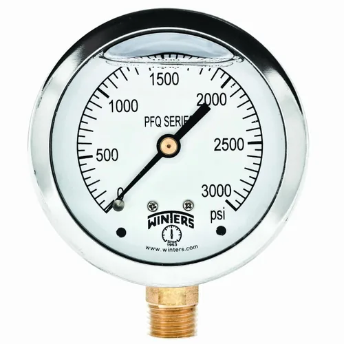 Miniatura 12 de Winters, medidor de presión de acero inoxidable 304 Serie PFQ, con escala única y relleno de líquido, con interior de metal, 0-100 psi, visualizador