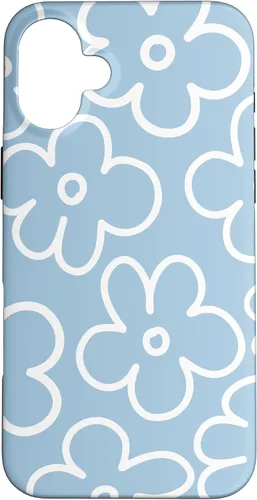 Miniatura 22 de Funda floral para iPhone 14 Cute Sky Blue and White Flower Pattern Wildflower