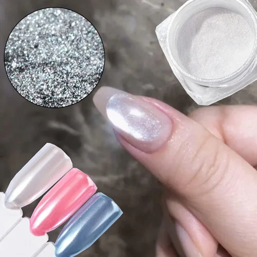 Miniatura 8 de 1 caja de uñas láser con purpurina de pavo real, polvo láser, polvo para uñas, pigmento cromado, oro rosa, plata, mezcla de uñas, lentejuelas