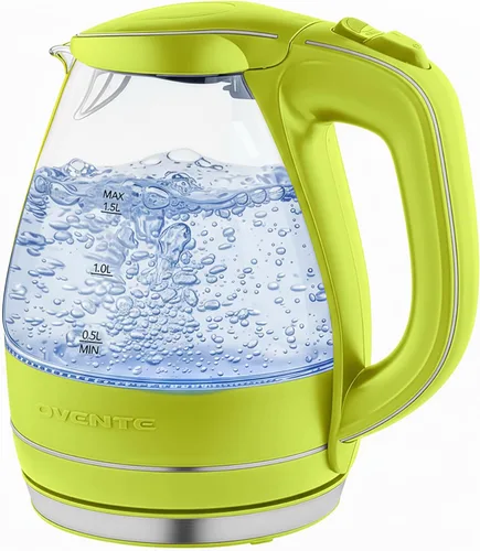 Miniatura 16 de OVENTE Hervidor Eléctrico, 1.5L de Vidrio de Borosilicato para Encimera, Calentador y Hervidor de Agua para Café o Té, Libre de BPA, Apagado Naranja