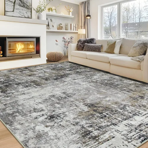 Miniatura 45 de Alfombra lavable de 4 x 6 pies para sala de estar, alfombra grande moderna para comedor y dormitorio, antideslizante, pelo bajo, 4 x 6 pulgadas
