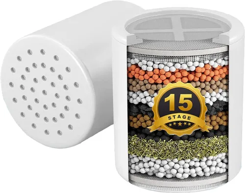 2 cartuchos de repuesto para filtro de ducha Aqua Bliss SF100 SF220, filtro de ducha de 15 etapas para agua dura, reducción de cloro, cartucho de
