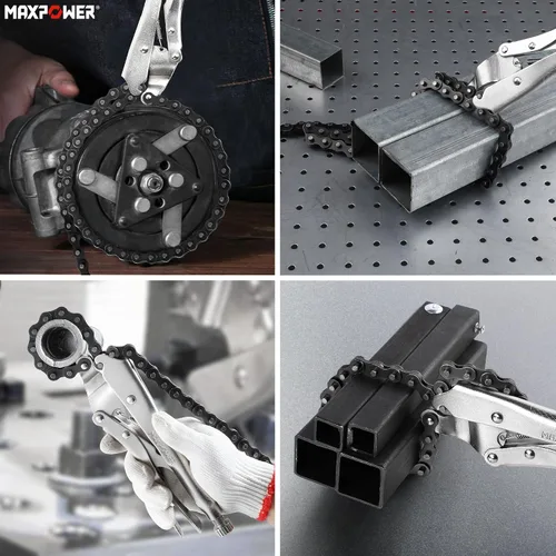 Miniatura 6 de MAXPOWER Abrazadera de cadena de bloqueo, alicates Chian de bloqueo de 9 pulgadas con cadena de 35.8 pulgadas, paquete de 2