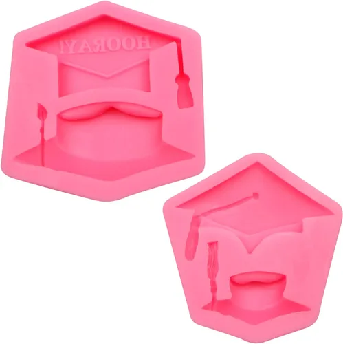 Miniatura 9 de Moldes de silicona para chocolate con tapa de graduación, moldes para hornear fondant de graduación 2023 para decoración de pasteles, decoración