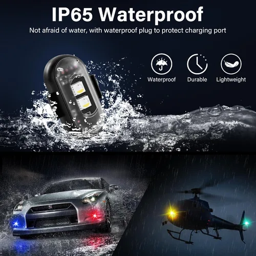 Miniatura 2 de Luces LED inalámbricas para coche 8 piezas con control remoto, luces LED estroboscópicas inalámbricas 8 colores con carga USB, IP65, impermeables