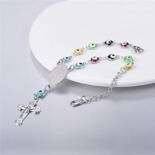 Miniatura 3 de U7 Christian Bracelets Stainless Steel 18K Gold Plated Cross Bracelet Saint Bendict Bracelet Rosary Bracelets for Men Women