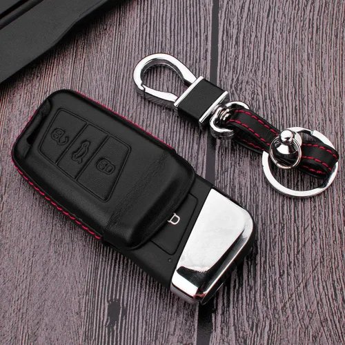 Miniatura 6 de Hombres Mujeres Cuero Genuino Llavero Funda para Volkswagen Arteon Atlas Golf Alltrack Jetta GLI Passat Taos SEL para Tiguan para Skoda Kodiaq