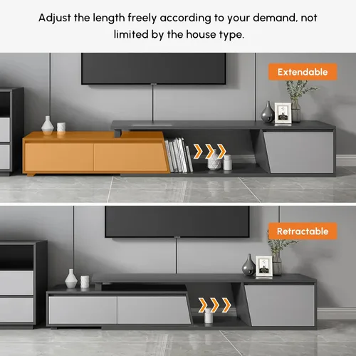 Miniatura 2 de homary Consola de TV extensible para sala de estar, centro de entretenimiento rectangular con 3 cajones, soporte de TV de hasta 110 pulgadas