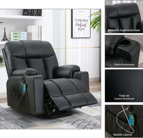 Miniatura 6 de Bonzy Home Silla elevadora extra ancha de 26" con calor y masaje, sillón reclinable elevador eléctrico de cuero sintético con masaje para adultos