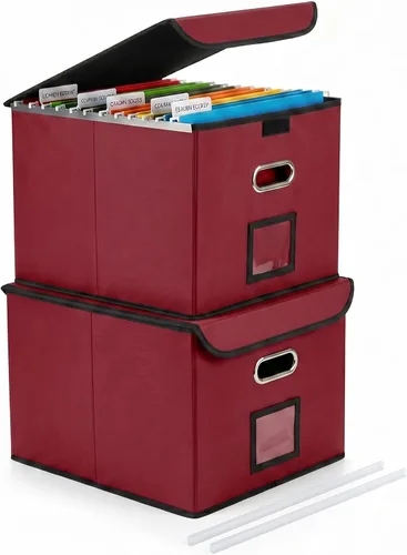 Miniatura 16 de Cajón Organizador de Archivos CADONO con Tapa, Organizador de Carpetas de Archivos Plegable con Deslizador de Plástico, Caja de Carpetas de Archivos