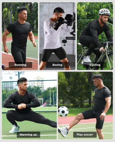 Miniatura 5 de Niksa Paquete de 5 pantalones cortos de compresión para hombre, ropa interior de compresión de elastano, pantalones cortos para correr