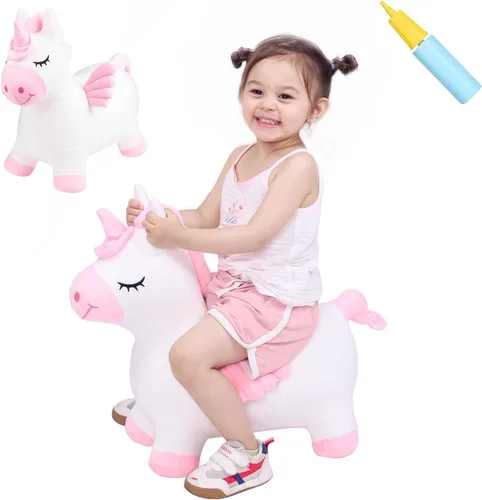 Miniatura 14 de INPANY Caballo Saltarín, Juguetes Panda Brincolín, Animal de Peluche Saltarín para Niños Pequeños, Juguetes de Goma Inflables para Montar, Regalo