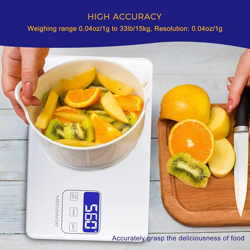 Miniatura 5 de Báscula digital de cocina K28H - Diseño ultradelgado, medición precisa de 0.04 oz a 33.1 lbs, 5 unidades, función de tara, pantalla retroiluminada