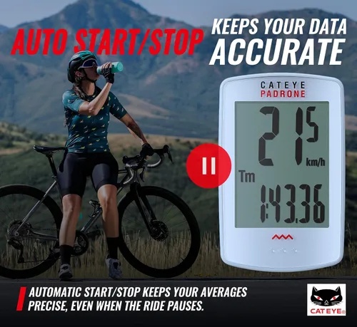 Miniatura 8 de CATEYE Computadora Inalámbrica para Bicicleta Padrone – Ciclocomputadora con Pantalla de Gran Tamaño, Velocímetro y Odómetro Inalámbricos, Montaje