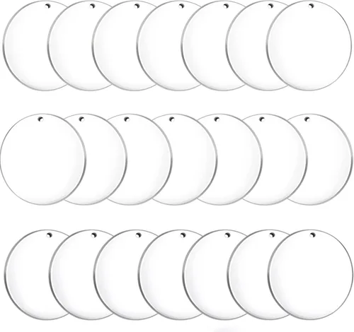 Miniatura 7 de 50 piezas de círculo acrílico transparente con agujero de 2.953 x 0.059 in, adornos acrílicos transparentes en blanco de 3 pulgadas, hojas redondas