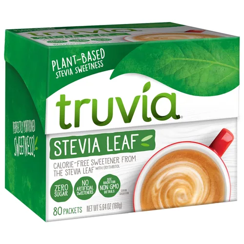 Truvia® Paquetes de hojas de stevia edulcorantes sin calorías, 80 unidades (caja de 5.64 onzas)