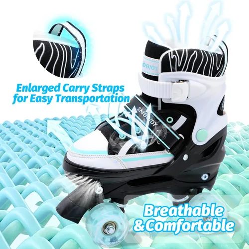 Miniatura 4 de Patines de ruedas para niños y niñas, jóvenes, patines de lona ajustables con luces para edades de 5 a 8 y 8 a 12 años, para principiantes, deportes
