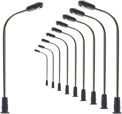 LQS05 10 unids modelo tren ferrocarril lámpara poste 1.4 in o 1.42 pulgadas luz de calle brillante blanco frío N Z escala LED nuevo