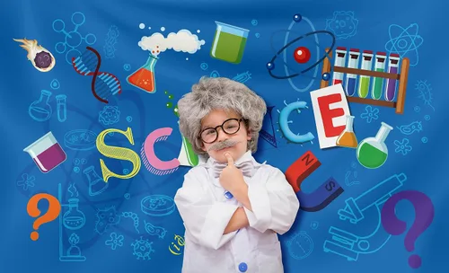 Miniatura 4 de Telón de fondo de fiesta de ciencia – Fondo de estudio temático de científico loco, suministros de fotografía para baby shower o fiesta