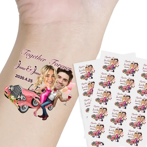 Miniatura 27 de Tatuaje personalizado con nombre y cara, tatuaje temporal personalizado para adultos, niños, amados, un amigo o familia, cara con nombre, 2 x 2