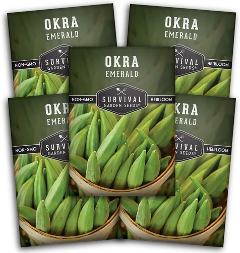 Miniatura 12 de Survival Garden Seeds - Semilla de okra esmeralda para plantar - Paquete con instrucciones para plantar y cultivar Okra tierna y grande en tu huerto