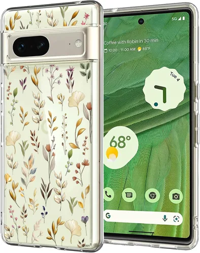 Miniatura 21 de Unov - Funda compatible con Pixel 7, diseño transparente de TPU suave, absorción de impactos, delgada, patrón labrado, cubierta protectora trasera